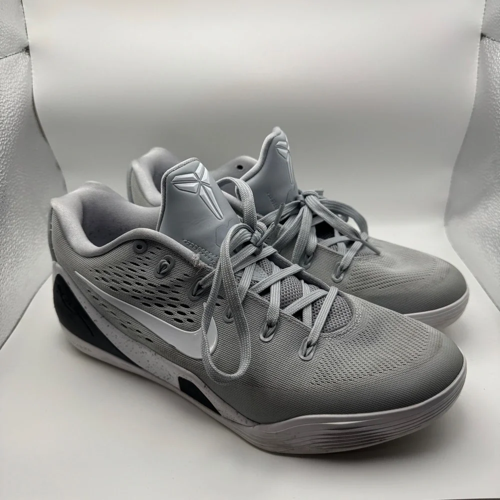 Nike Kobe 9 EM Low Wolf Grey White Black Basketball Shoes IH1401-001 Mens 10.5